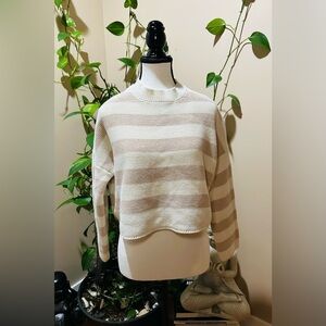 moon & madison Cream and Tan Striped Sweater